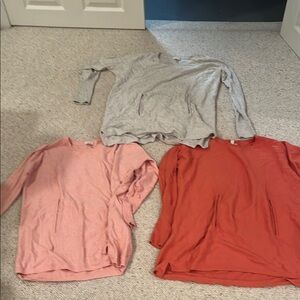 Garnet Hill Women's Crew Neck Sweaters in Gray, Pink, and Orange
